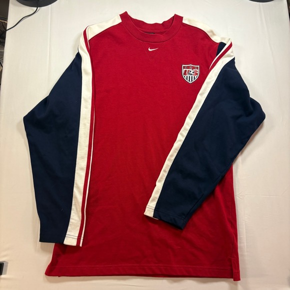 Nike Team US Soccer Long Sleeve Shirt Y2K Small Center Check Swoosh Vintage